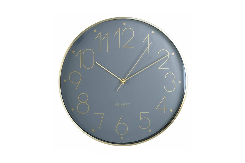 Reloj de pared a batería 31 x 4.2 cm Concepts, frente circular azul con números y manecillas doradas