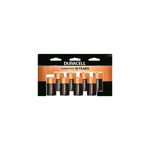 Batería alcalina C 8 piezas Duracell Optimum, empaque frontal con las ocho baterías alineadas en colores negro y cobre