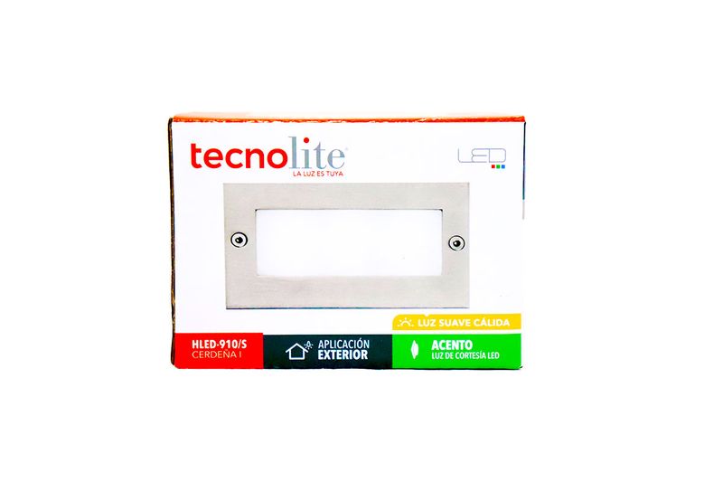 Luminaria empotrable de pared exterior níquel LED 0.6 W 3000 K Cerdeña I Tecnolite, vista frontal del producto en su caja