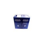 Cable UTP Cat5e CMR gris Newlink, caja de cartón azul con información técnica y logotipos de la marca