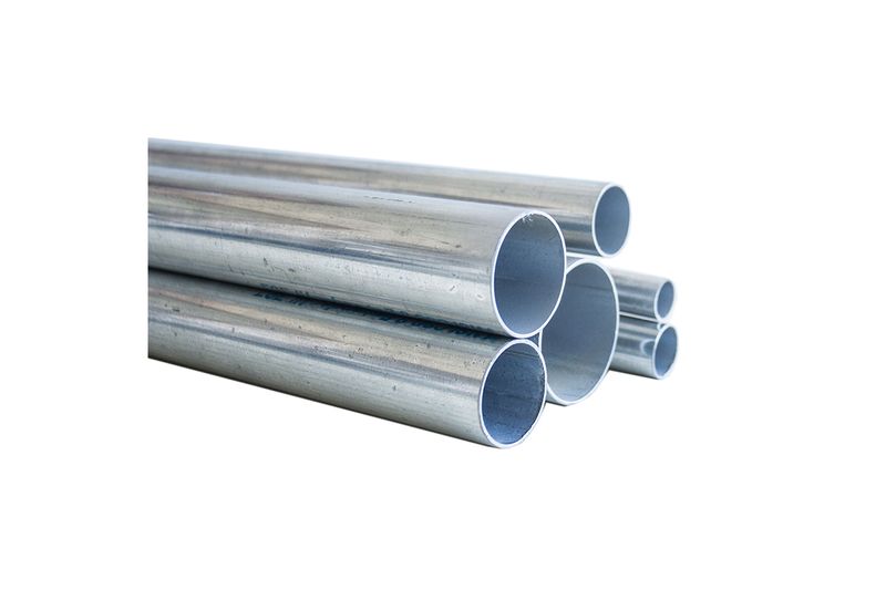 Tubo IMC UL Conduit 3/4 x 10 Rymco, grupo de tubos metálicos galvanizados apilados en ángulo diagonal