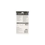 Cable audio estéreo 3.5 mm 12 pies Monster, parte posterior del empaque con instrucciones y especificaciones técnicas