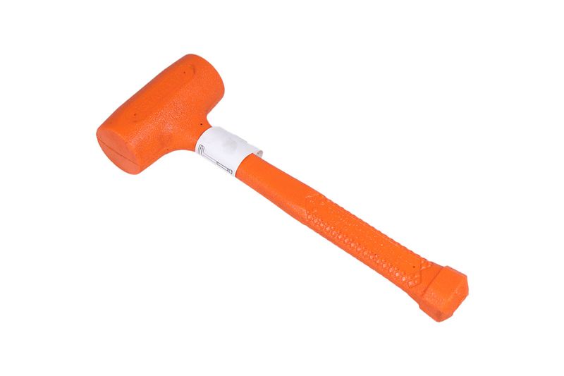 Martillo de ingeniería superficie suave Compo Cast Stanley, vista lateral completa en color naranja
