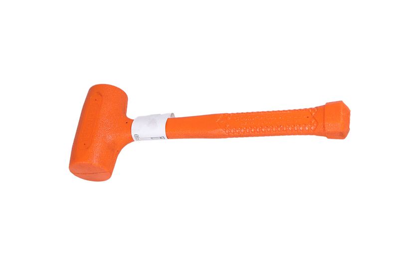 Martillo de ingeniería superficie suave Compo Cast Stanley, vista lateral completa del equipo en color naranja