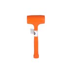 Martillo de ingeniería superficie suave Compo Cast Stanley, vista frontal del martillo naranja con etiqueta blanca