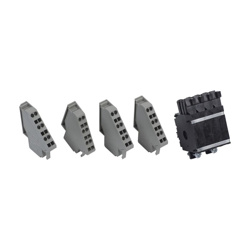 Contacto auxiliar para breaker Masterpack 4A/4B Schneider Electric, conjunto de cuatro piezas grises y una pieza negra