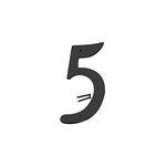 Número 5 satín negro de 4 pulgadas Hy-Ko, visto de frente con dos tornillos de fijación negros