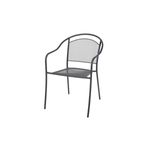 Silla de acero malla 6x6 mm apilable gris Koopman, vista frontal diagonal sobre fondo blanco