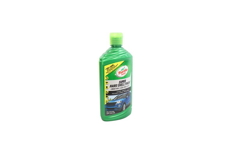 Cera líquida Super Hard de 16 onzas Turtle Wax, botella de color verde con etiqueta detallada y tapa plástica