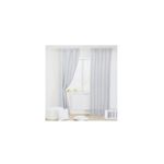 Cortina de sala Vine Hills 38 x 84 pulgadas CHD Home gris claro, instalada en una ventana con luz natural y cojines blancos