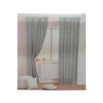 Cortina de sala Vine Hills 38 x 84 pulgadas CHD Home color gris claro, instalada en una ventana con cojines blancos debajo