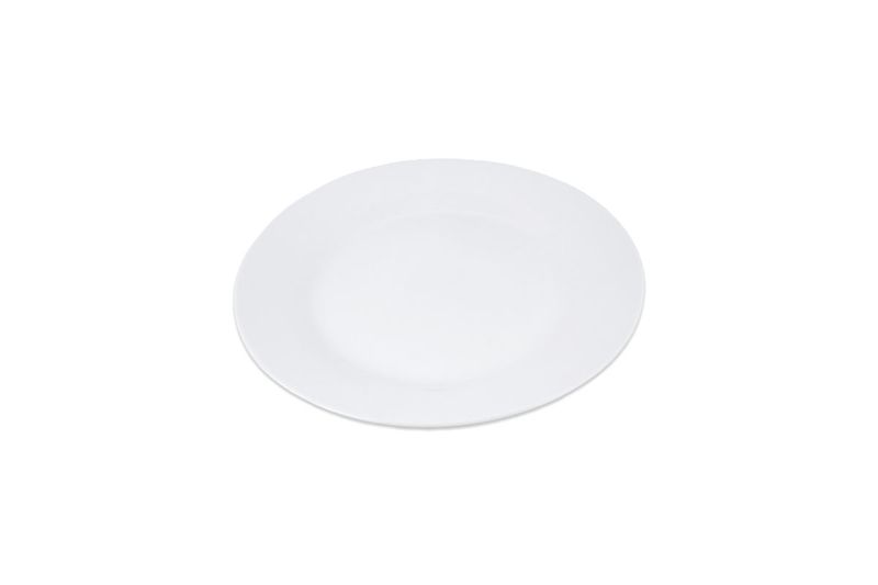 Plato blanco para cena de porcelana Koopman, vista cenital sobre fondo blanco
