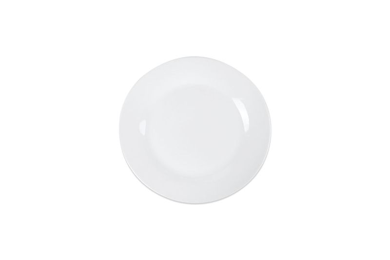 Plato blanco para cena de porcelana Koopman, vista cenital sobre fondo blanco