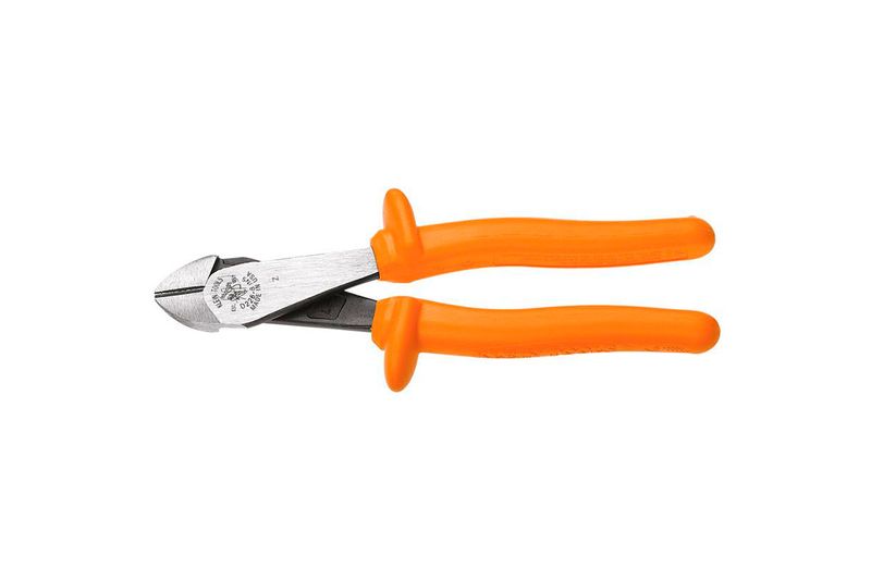 Tenaza insulada Klein Tools de 8 pulgadas, 1000 V, corte diagonal y heavy duty, con mangos aislantes color naranja