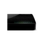 Switch de 8 puertos para Ethernet Gigabit Nexxt, vista frontal del equipo negro con indicadores LED verdes encendidos