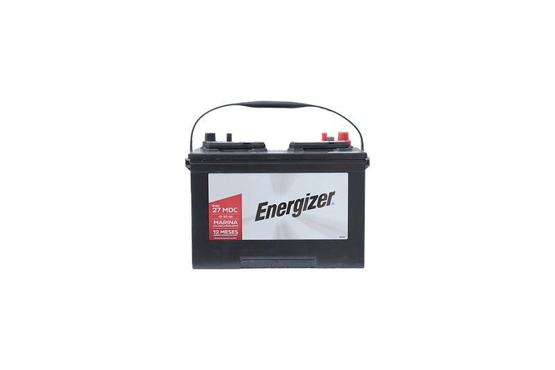 Batería de ciclo profundo Energizer EN-27MDC-160, vista frontal en color negro con terminales y asa de transporte