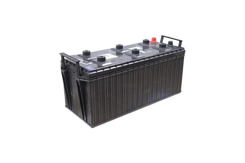 Batería Energizer EN-4D-1000, CCA 1000 amp, vista lateral diagonal resaltando el cuerpo negro estriado y terminal positivo