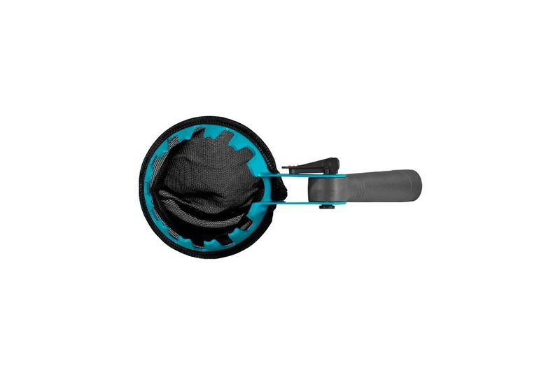 Recolector de frutas cabeza ajustable Combisystem 3115-20 Gardena, vista frontal de la canasta con malla negra y borde azul