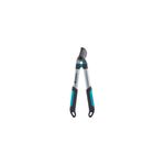 Cortarramas corto 50 cm aluminio bypass 42 mm Gardena, vista frontal con mangos ergonómicos en color gris y azul