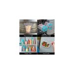 Bolsa de silicone Zip Top de 24 onzas teal, collage de cuatro fotos mostrando su uso en microondas, lavavajillas y