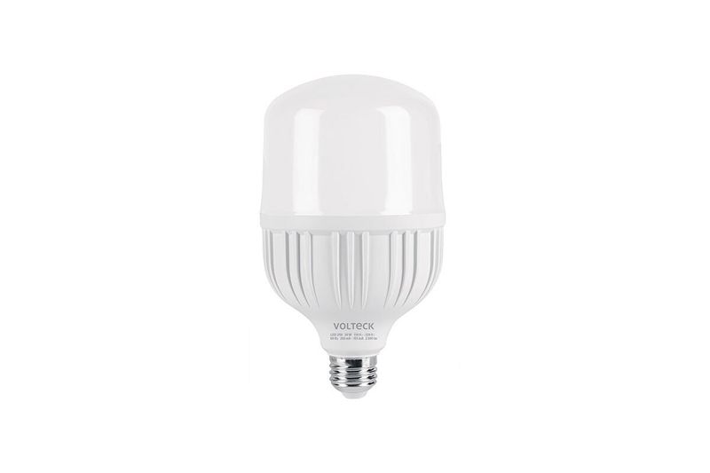 Bombillo LED alta potencia 30 W E27 6500 K 110-220 V Volteck, vista frontal del cuerpo blanco con difusor opalino