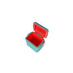 Hielera 11 qt rojo Tag Along con correa Igloo, vista desde arriba con la tapa abierta mostrando el interior rojo