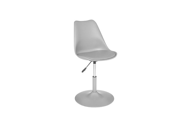 Silla Aiko ajustable gris Atmosphera, vista frontal sobre base circular y palanca de ajuste de altura