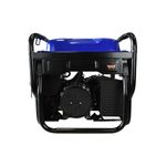 Generador a gasolina Hyundai de 11500 W, 22 HP y 110/220 V, vista frontal del motor y tanque azul con marco negro