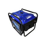Generador a gasolina Hyundai de 11500 W, 22 HP y 110/220 V, vista superior diagonal resaltando el tanque azul y marco negro