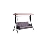 Banca de mimbre estructura de acero negro Living Accents, columpio con toldo beige y tres cojines grises