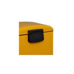 Basurero de pedal 30 L metálico amarillo 5five, primer plano del detalle de la bisagra negra en la tapa