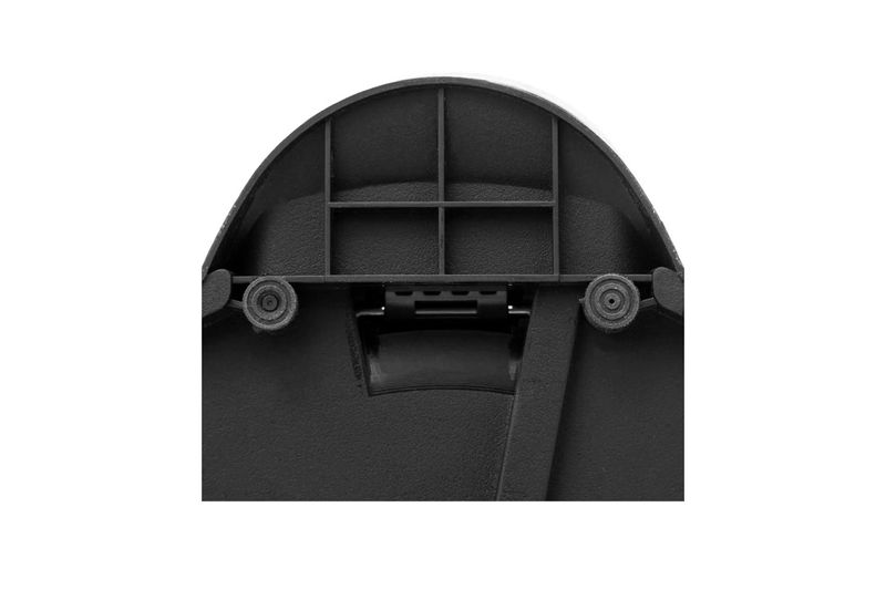 Basurero de pedal 30 L metálico negro 5five, detalle de la base inferior con soporte plástico y ruedas pequeñas