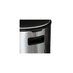 Basurero de pedal 30 L metálico acero 5five, detalle cercano del asa lateral negra y el borde de la tapa