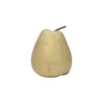 Figura decorativa pera 15 cm Concepts, vista frontal de la escultura en color amarillo con tallo marrón