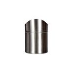 Mini basurero 1.5 l tapa giratoria Koopman, vista frontal del cuerpo cilíndrico en acero inoxidable