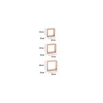 Set repisa de madera Cube madera natural 3 pzs 5five, gráfico con medidas de ancho y alto de los tres tamaños de cubos
