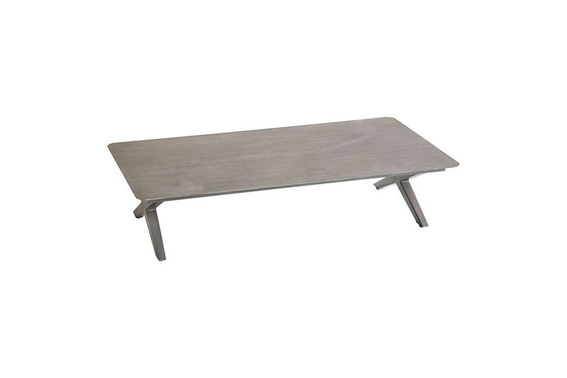 Set de sofá Embruns grafito 5 piezas Hespéride, vista en ángulo de la mesa de centro rectangular