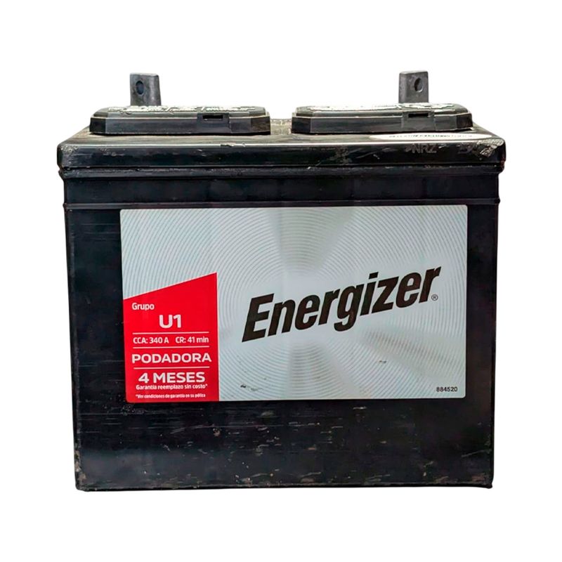 Batería Energizer EN-U1-340, CCA 340 AMP Energizer, vista frontal del equipo en color negro con etiqueta blanca y roja