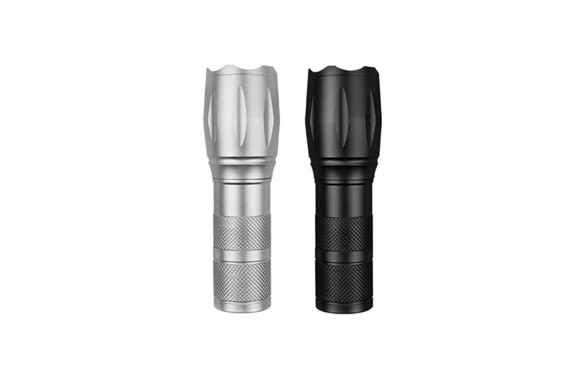 Linterna de mano 100 lumen a batería COB LED aluminio Diamond Visions, dos unidades en colores plata y negro