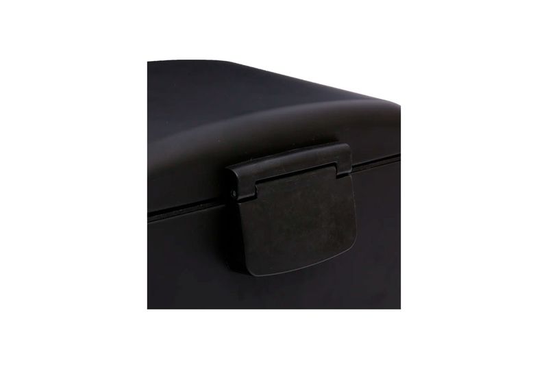 Basurero de pedal 30 l metálico negro 5five, primer plano del asa de transporte en la tapa