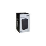 Basurero de pedal 30 l metálico negro 5five, empaque de cartón blanco con ilustración del producto y especificaciones