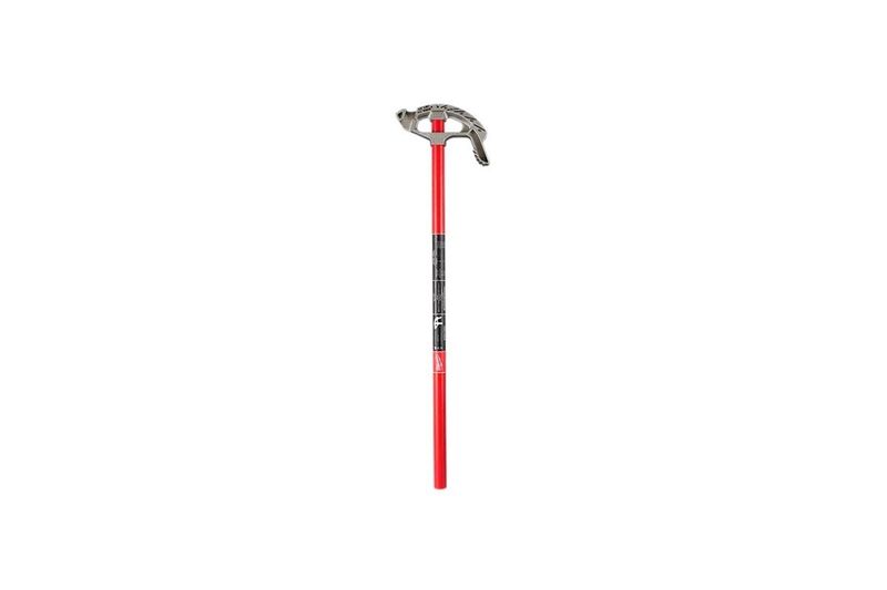 Doblador para tubo EMT Milwaukee de 3/4 pulgadas en aluminio, vista frontal completa con mango rojo y cabeza metálica