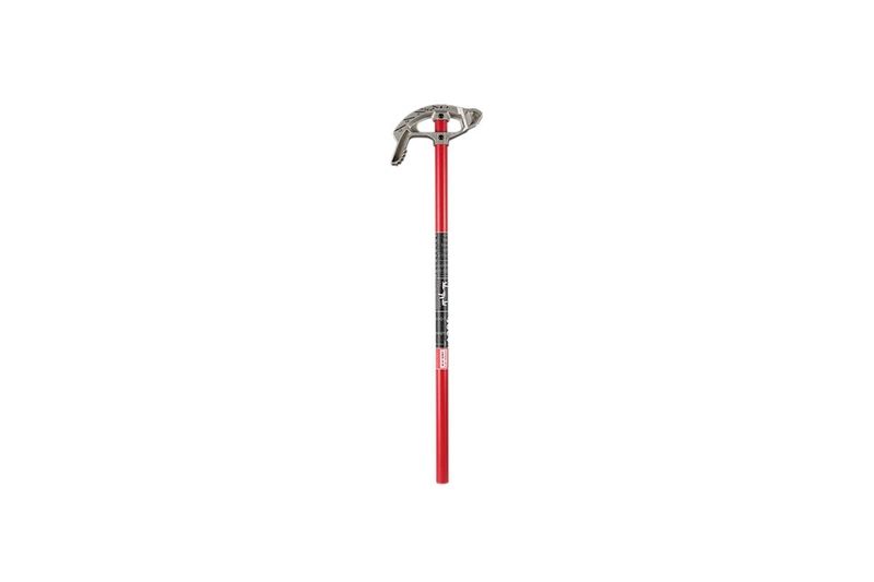 Doblador para tubo EMT 3/4 pulgadas aluminio Milwaukee, vista frontal completa con mango rojo y cabeza metálica