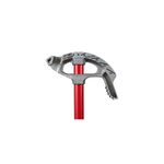 Doblador para tubo EMT 3/4 pulgadas aluminio Milwaukee, primer plano de la cabeza con marcas de medición y mango rojo