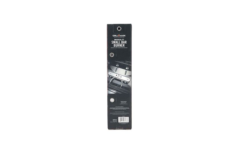 Quemador L para BBQ de 15.87 pulgadas acero inoxidable Grill Mark, empaque rectangular negro con imagen del producto