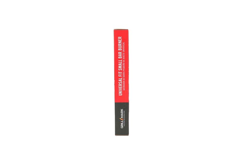 Quemador L para BBQ 15.87 pulgadas acero inoxidable Grill Mark, empaque rectangular rojo y negro con texto blanco