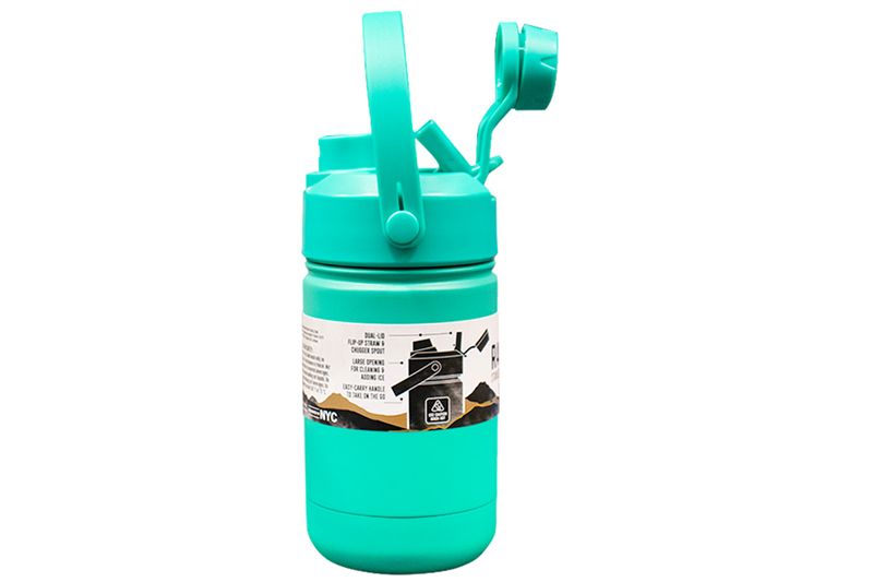 Botella insulada 12 onzas Ranger Dual Surt Manna Core Home Core Kitchen, color turquesa con tapa y boquilla abiertas