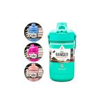 Botella insulada 12 onzas Ranger Dual surt Manna Core Home, modelo turquesa con círculos que muestran colores azul y rosa