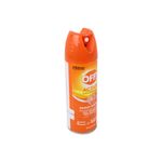 Repelente de insectos Active en aerosol 6 onzas OFF!, envase cilíndrico naranja y blanco con tapa protectora