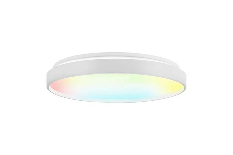 Plafón LED Smart WiFi 32 W RGBW 2650 lm blanco Ledvance, vista lateral del equipo encendido con colores degradados